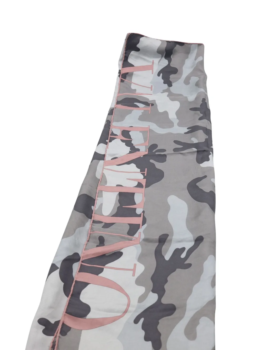 Pre-owned Valentino Camouflage-print Silk Scarf In Gray