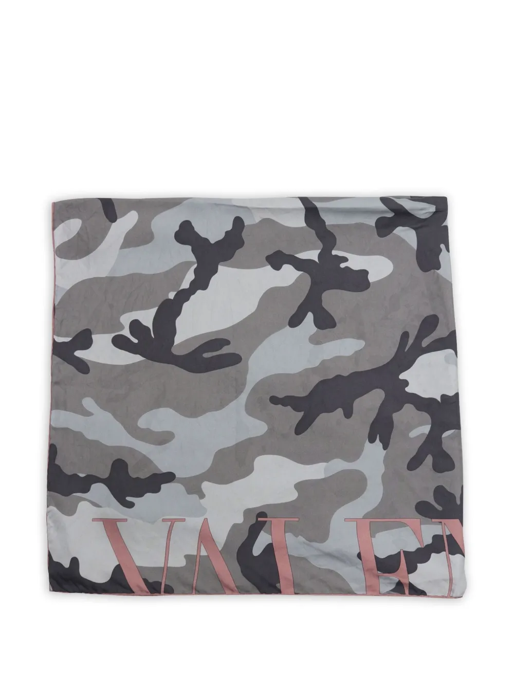 Pre-owned Valentino Camouflage-print Silk Scarf In Gray