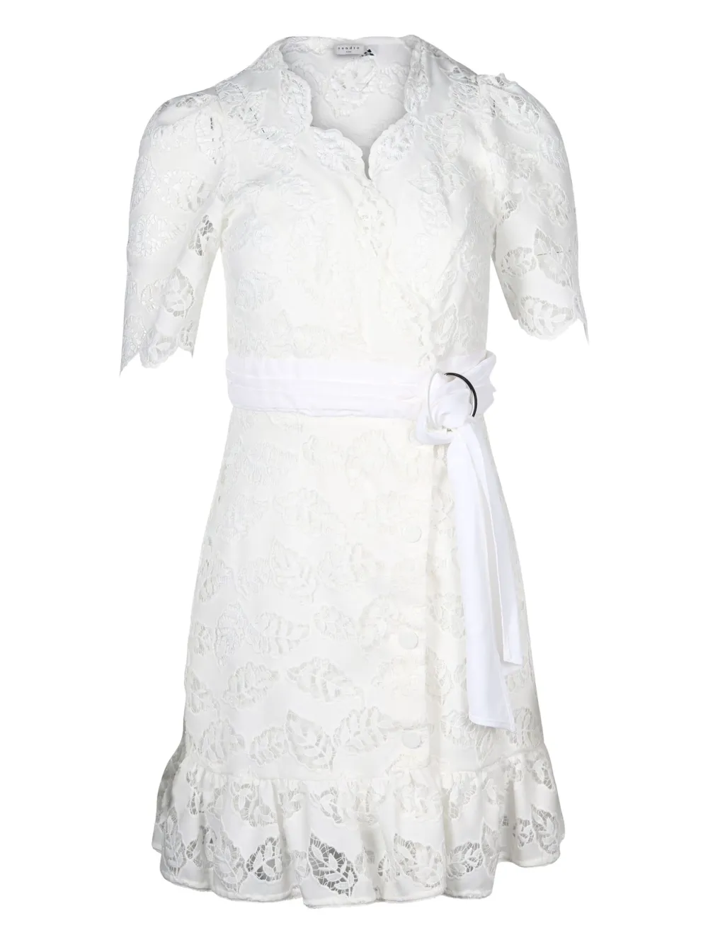 SANDRO broderie anglaise pleated dress - Bianco