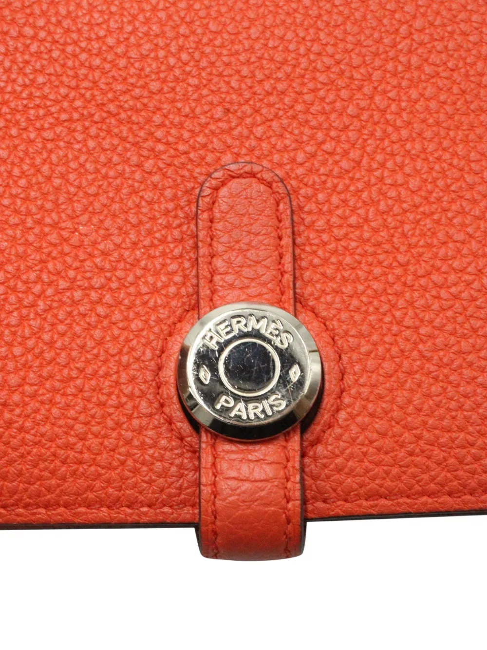 Pre-owned Hermes Dogon Leather Compact Wallet In Orange
