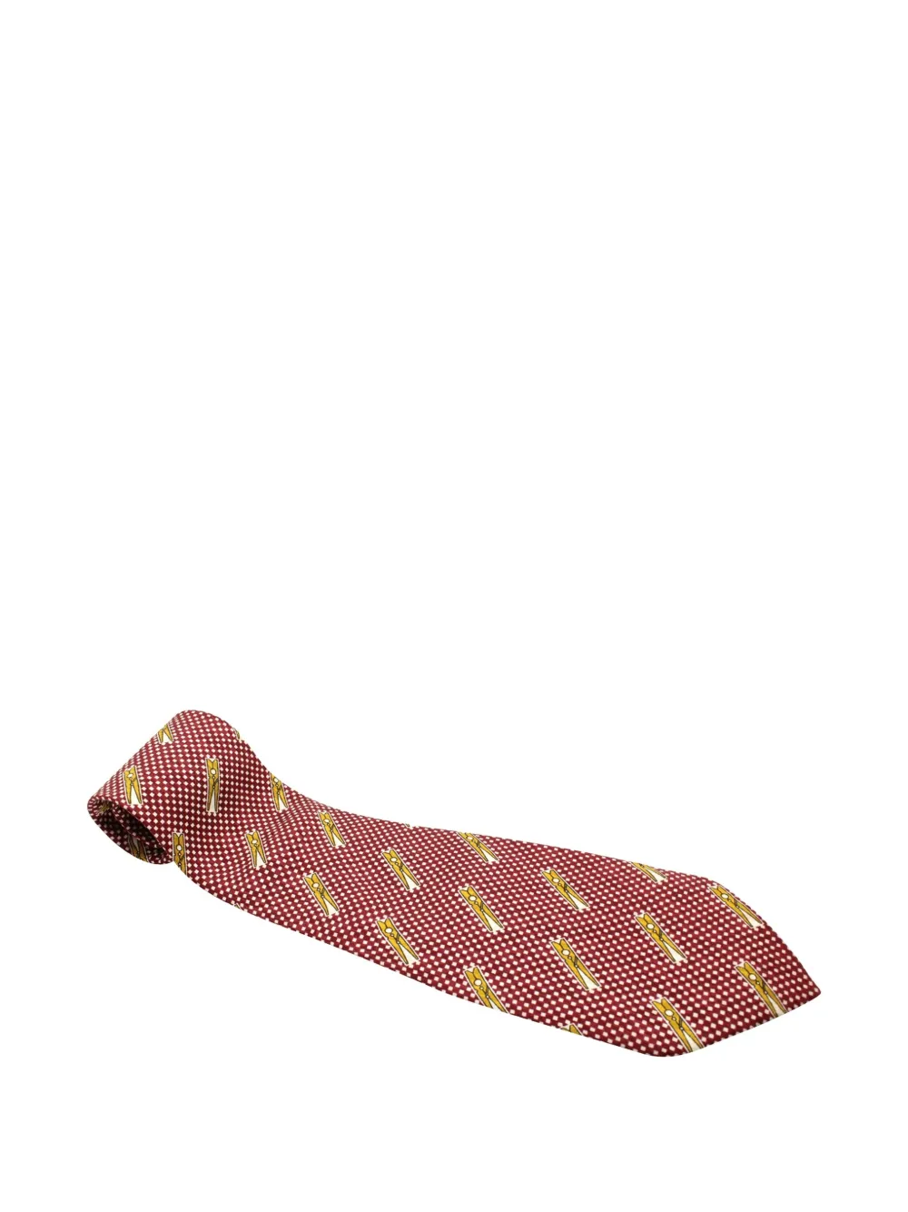 Pre-owned Moschino Clip-print Silk Tie In Red