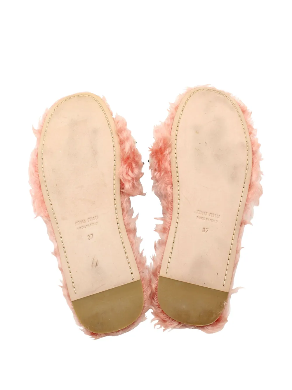 Miu Miu Pre-Owned pearl-embellished fur slides | Image 2