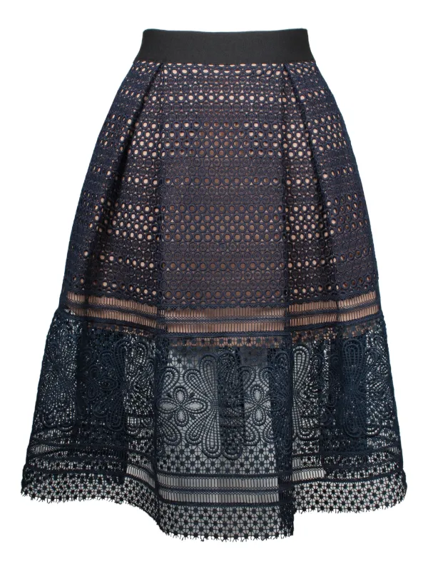 Self-Portrait Sofia pleated lace midi skirt