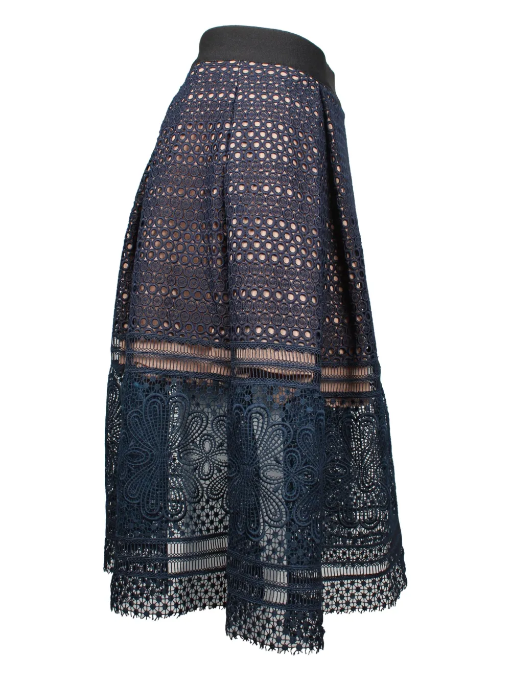 Self-Portrait Sofia pleated lace midi skirt - Blauw