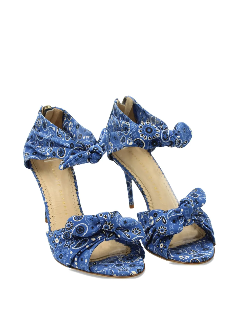 Charlotte Olympia Patty bandana-print sandals - Blauw