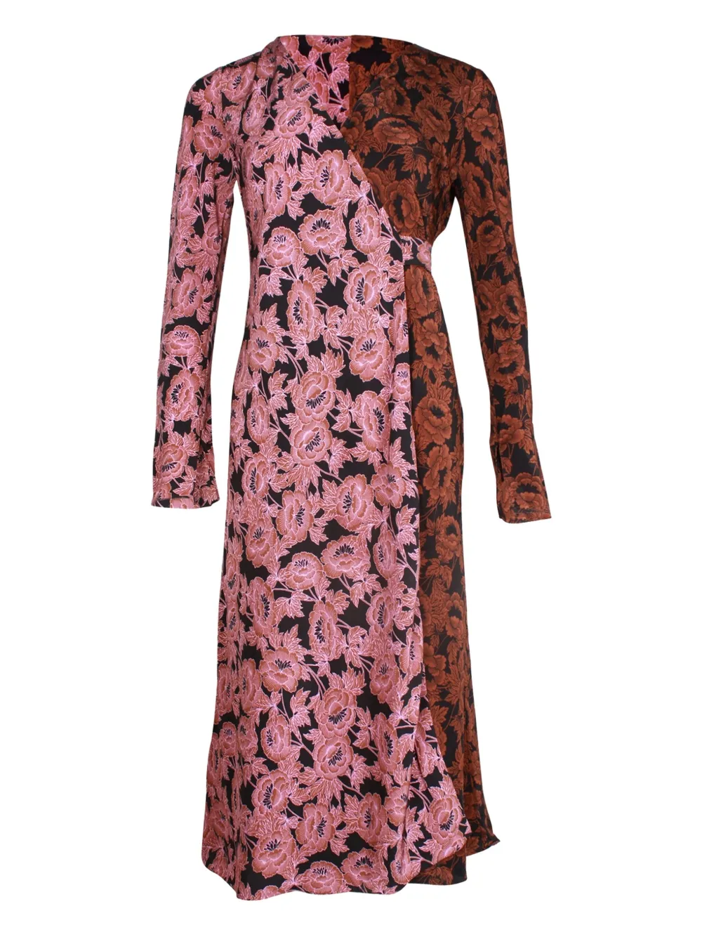 DVF Diane von Furstenberg Tilly Crepe De Chine floral-print wrap midi dress - Roze