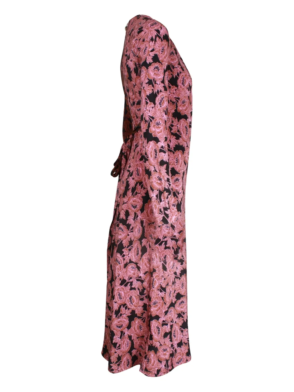 Pre-owned Diane Von Furstenberg Tilly Crepe De Chine Floral-print Wrap Midi Dress In Pink