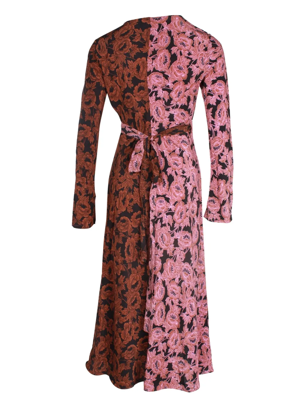 Pre-owned Diane Von Furstenberg Tilly Crepe De Chine Floral-print Wrap Midi Dress In Pink