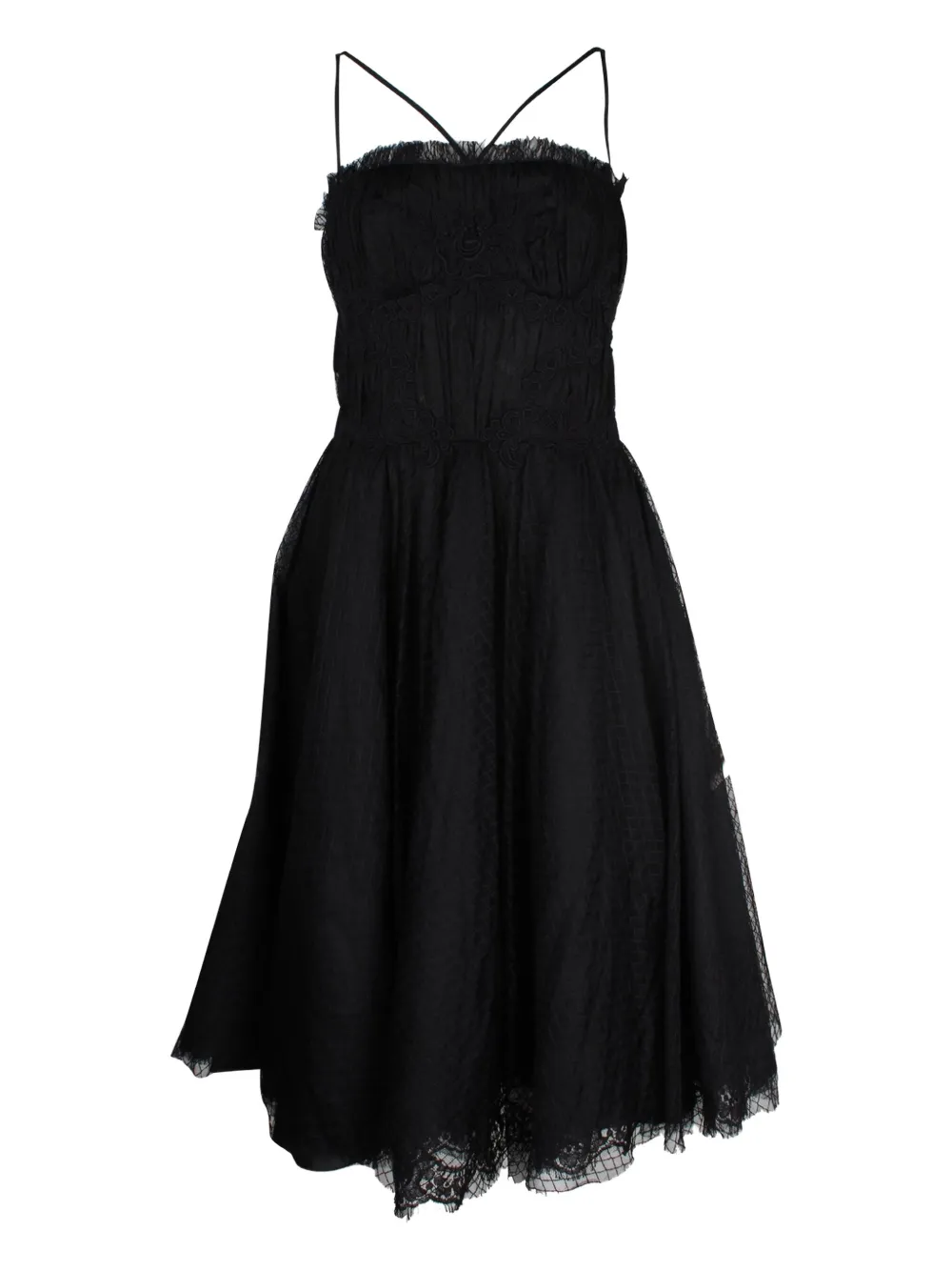 Dolce & Gabbana Pre-Owned ruched lace midi dress | Black | Image 1