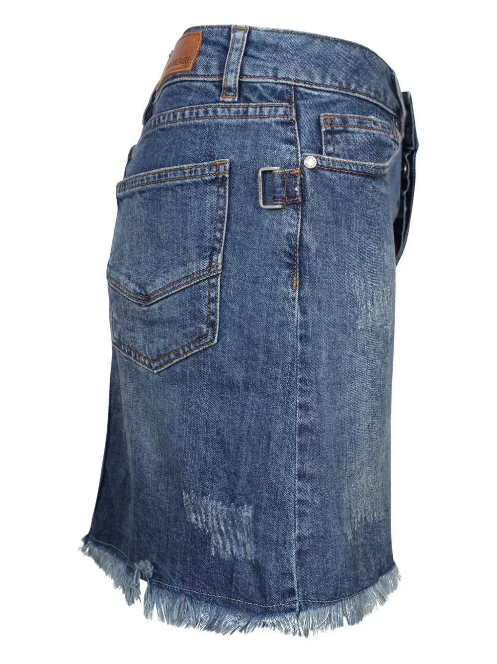 Pre-owned Zadig & Voltaire Jelly Distressed Denim Mini Skirt In Blue