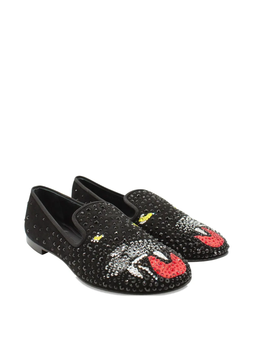 Giuseppe Zanotti Vintage panther crystal loafers - Zwart