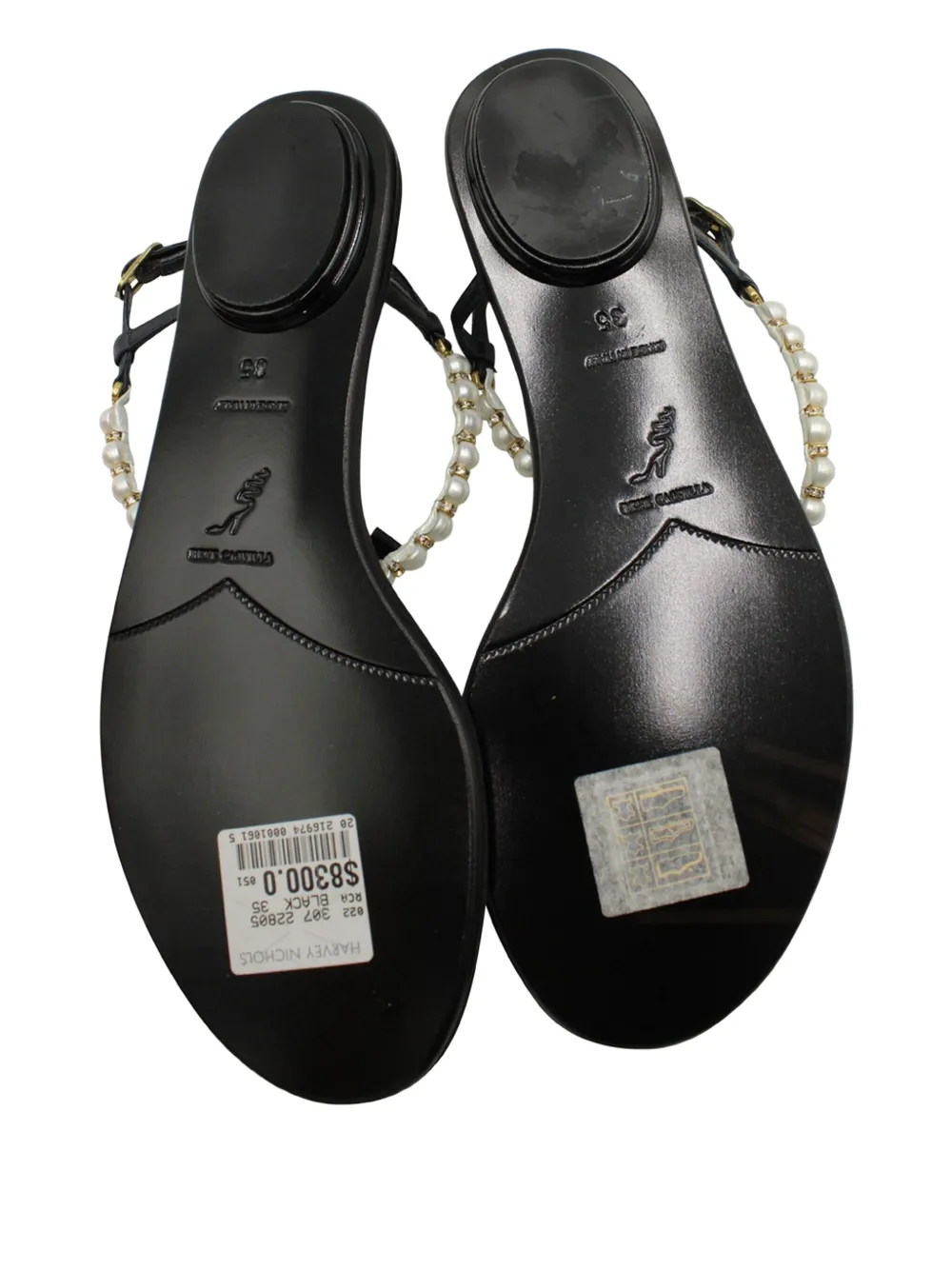 Pre-owned René Caovilla Pearly & Crystal Sandals In Black