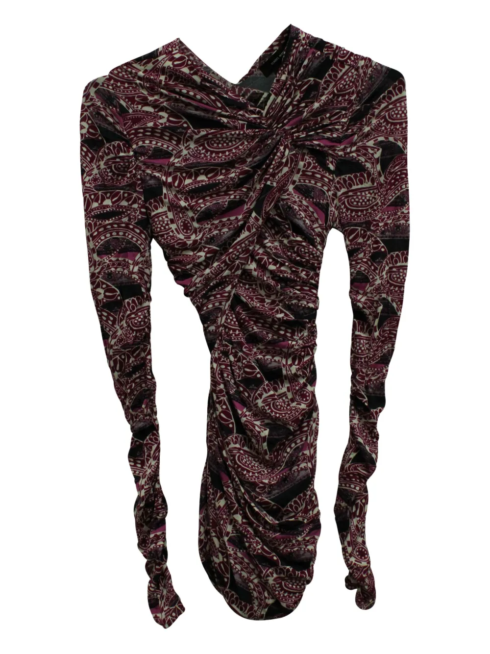 Isabel Marant Vintage paisley-print ruched mini dress - Paars
