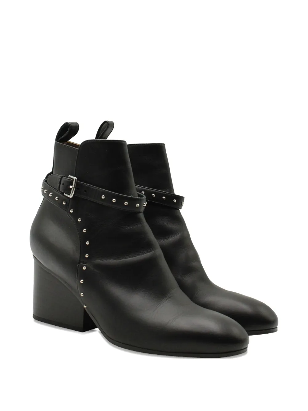 Hermès Pre-Owned leather studded ankle boots - Zwart