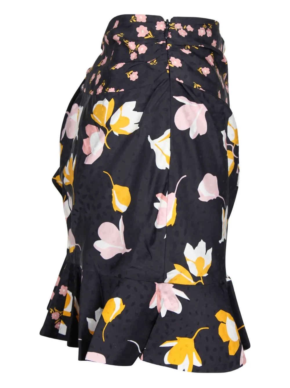 Pre-owned Self-portrait Floral-print Mini Skirt In Black