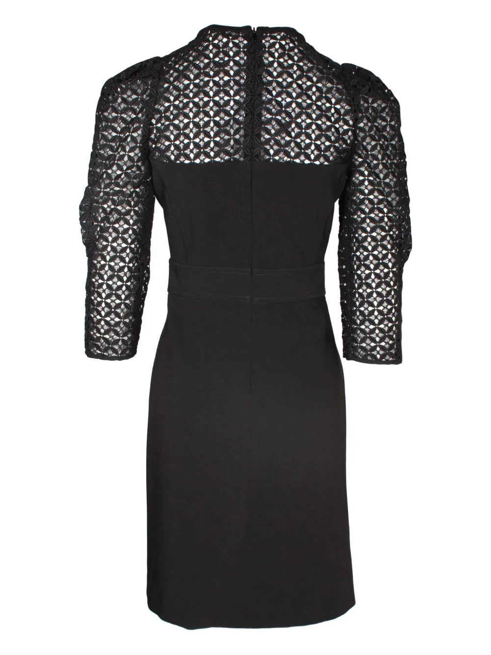 SANDRO Emila lace-trimmed quarter-sleeve dress - Zwart