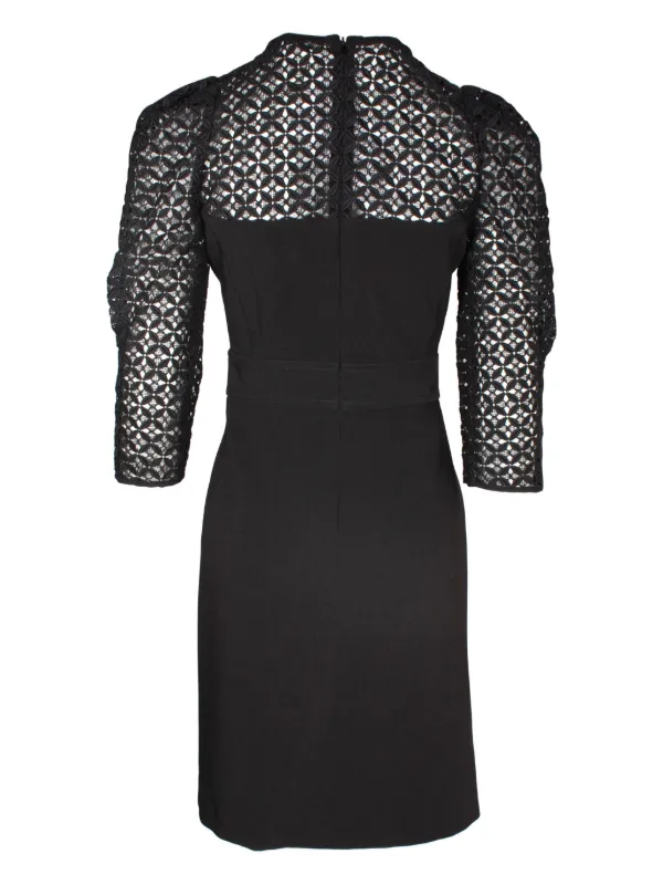 Sandro Black And White Lace Dress SANDRO Emila Lace-trimmed