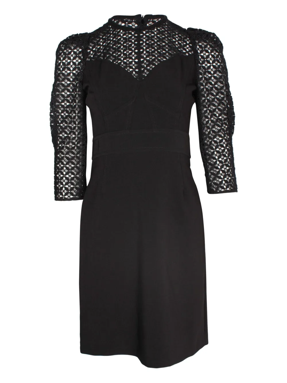 SANDRO Emila lace-trimmed quarter-sleeve dress | Black | Image 1