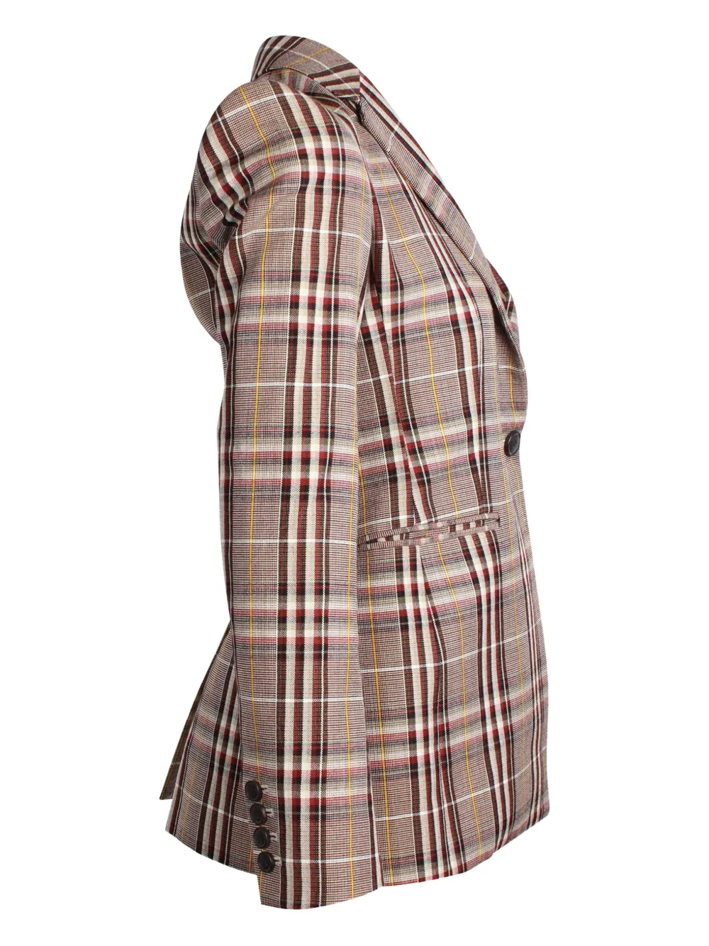 Pre-owned Theory Plaid Single-breasted Blazer In Brown