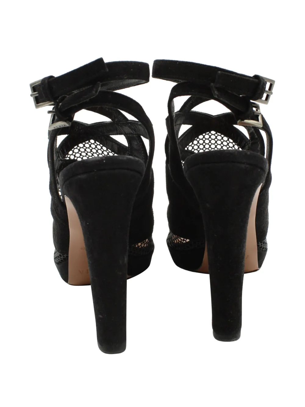 Pre-owned Alaïa Mesh Platform Sandals In Black