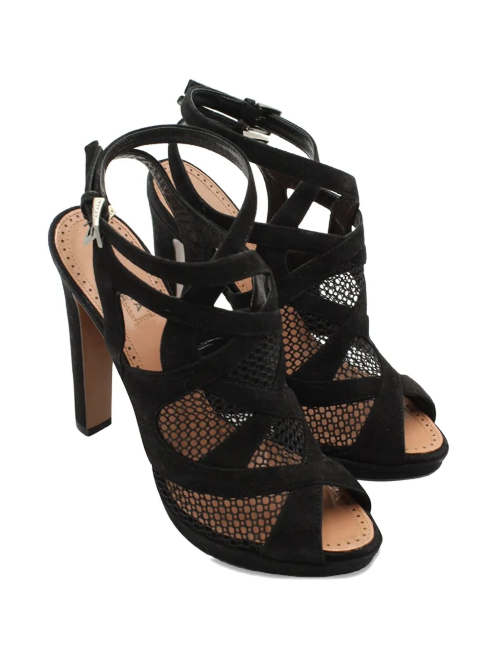 Alaïa Pre-Owned mesh platform sandals - Zwart