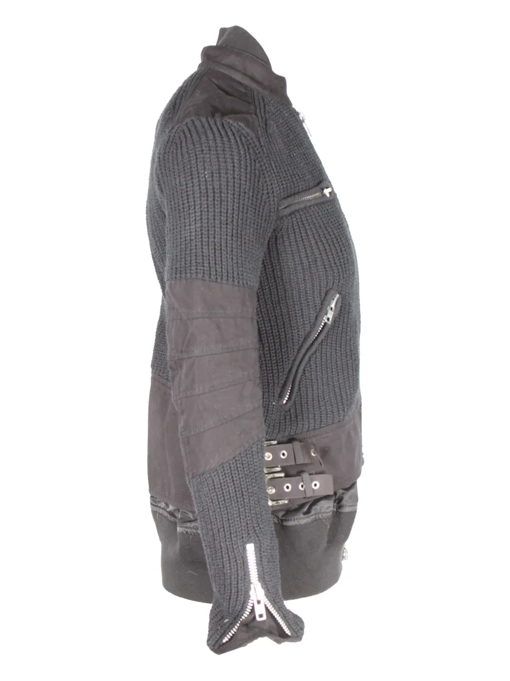 Pre-owned Sacai Layered Knitted Jacket In Gray