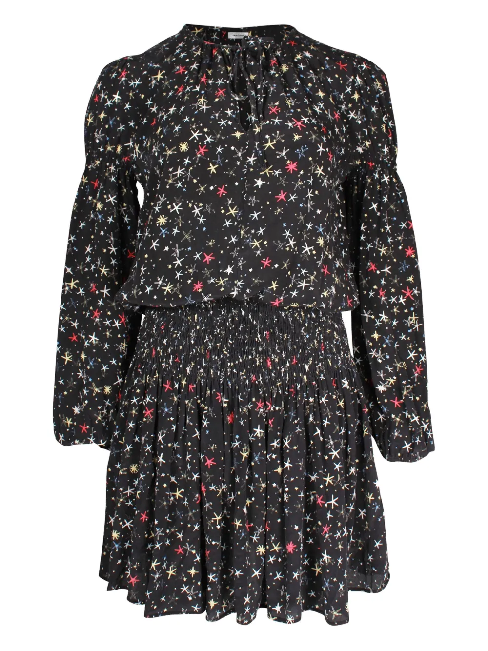 ANINE BING Martha star-print gathered dress | Black | Image 1