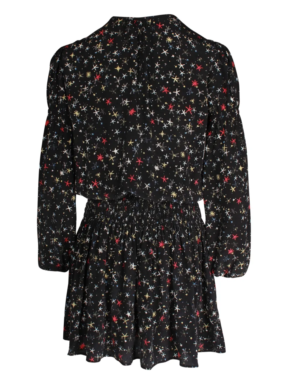 ANINE BING Martha star-print gathered dress - Zwart