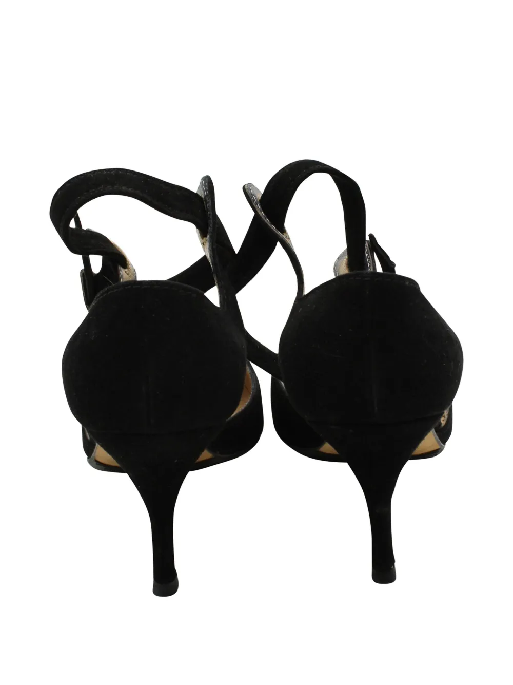 Pre-owned Manolo Blahnik Slingback Buckled Sandals In Black