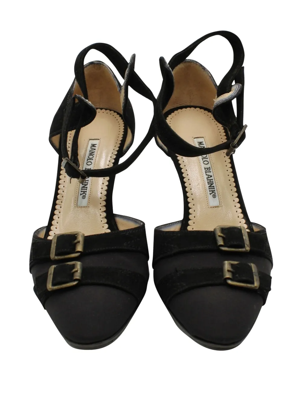 Pre-owned Manolo Blahnik Slingback Buckled Sandals In Black