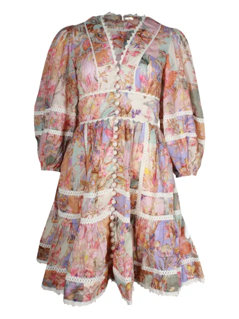 ZIMMERMANN floral-print puff-sleeve mini dress