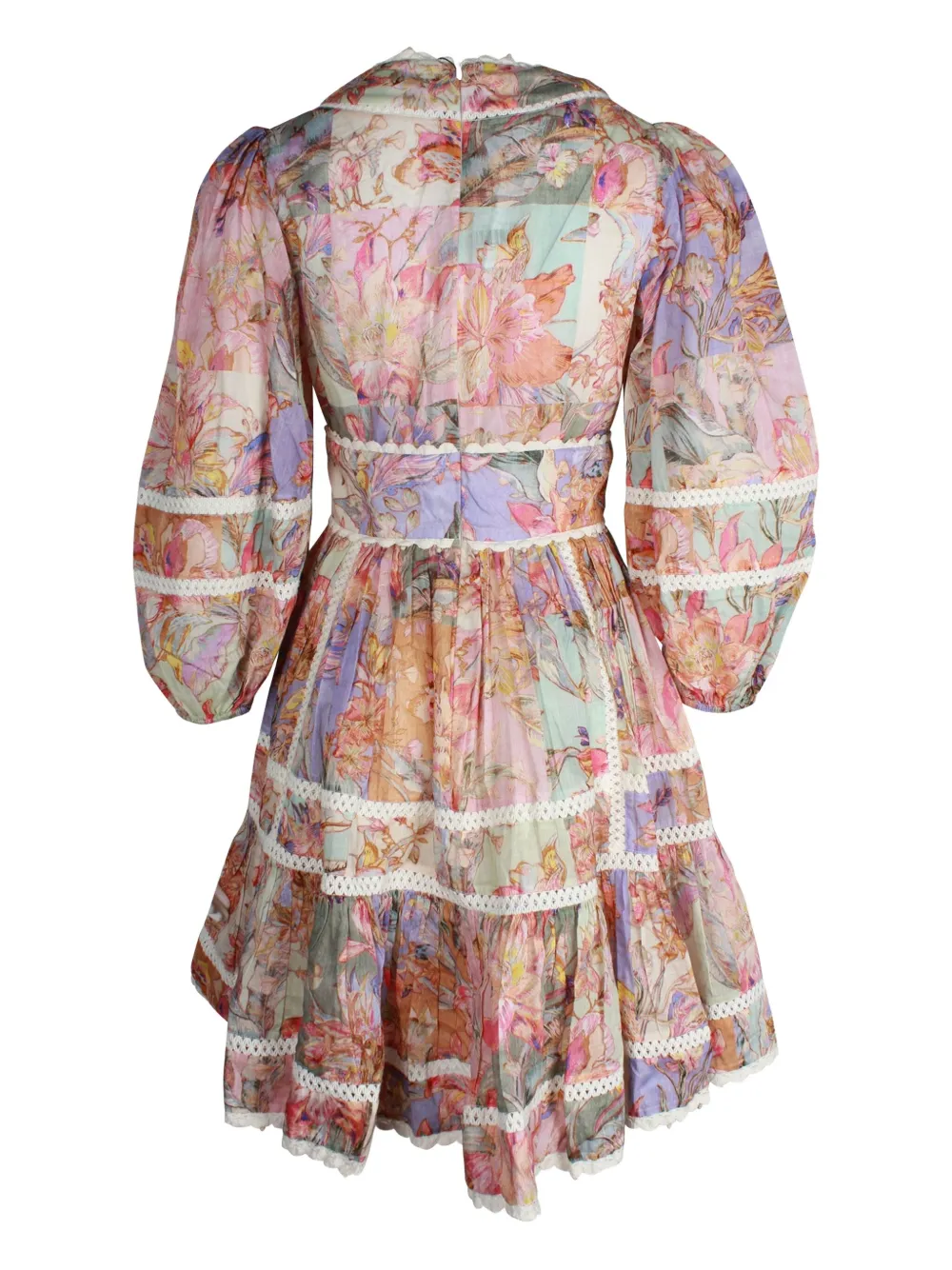 ZIMMERMANN floral-print puff-sleeve mini dress - Roze