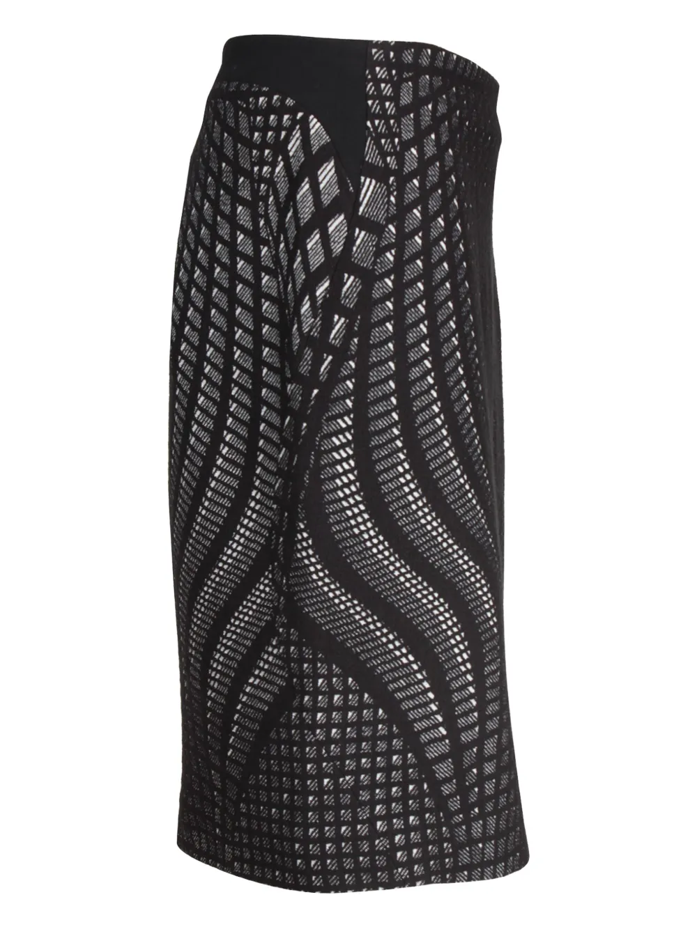 Pre-owned Diane Von Furstenberg Vintage Jacquard Pencil Skirt In Black