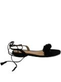 Gianvito Rossi ruffle lace-up flat sandals - Black