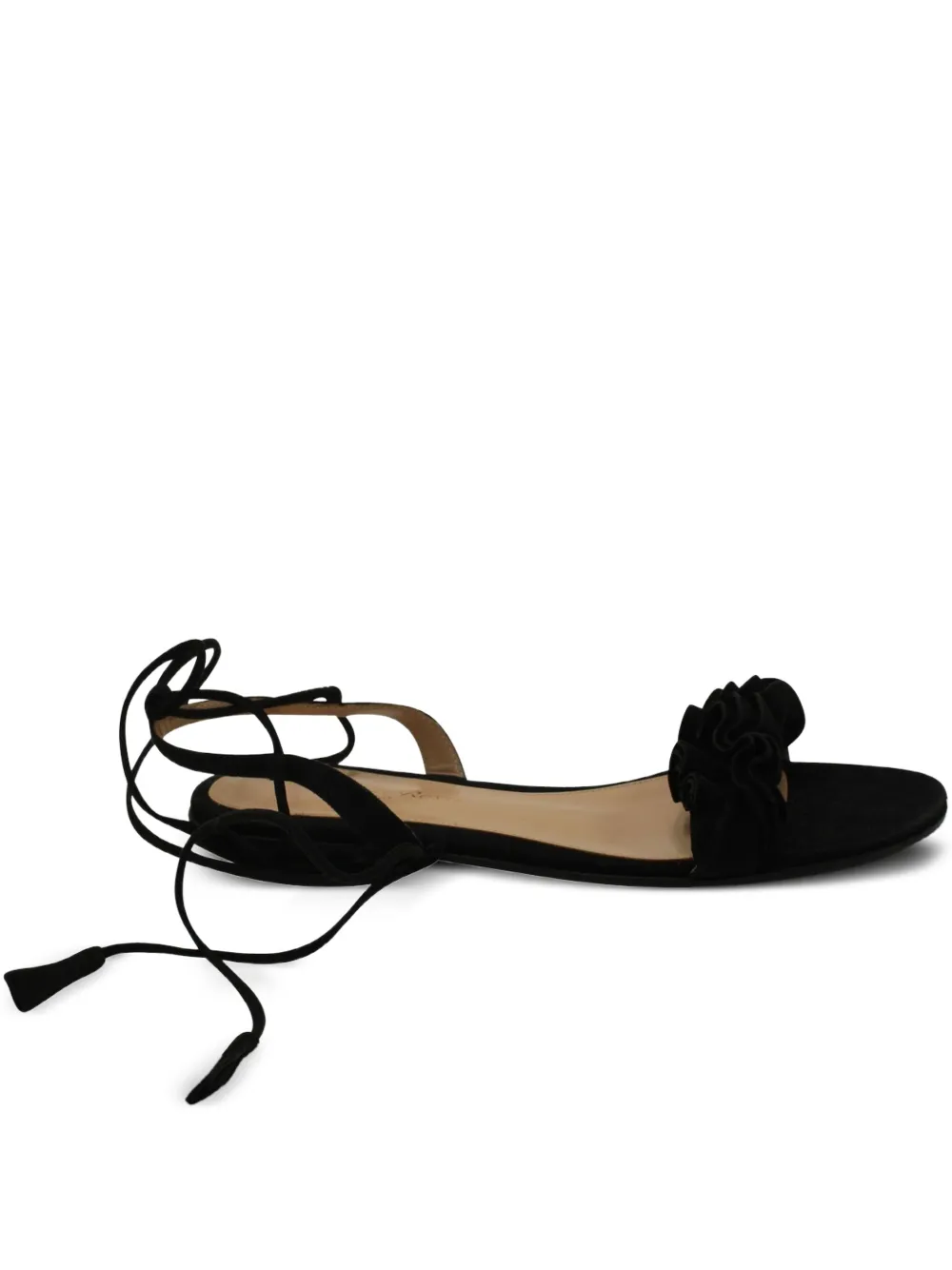 Gianvito Rossi ruffle lace-up flat sandals | Black | Image 1