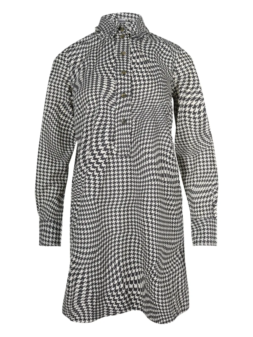 GANNI houndstooth pea-collar dress - Zwart