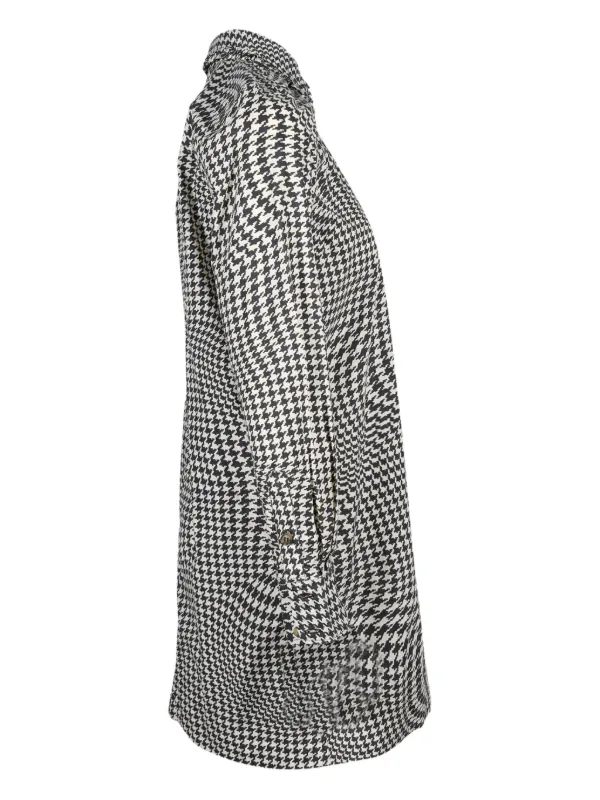 knee length dresses for ladies Pewter Brushed Wool Stripe Circle Collar Mini Dress