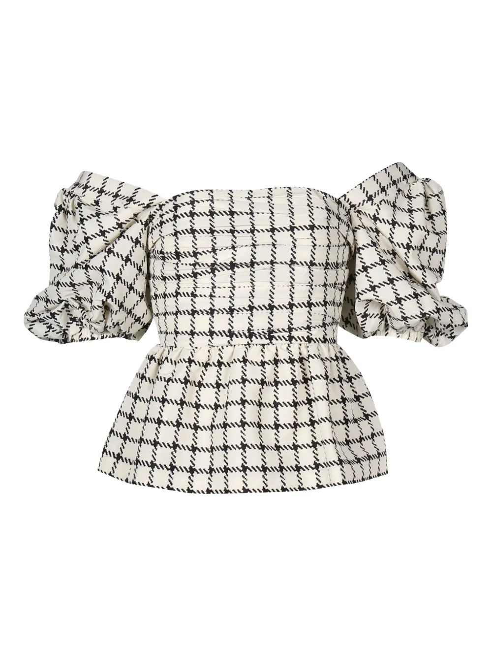 Self-Portrait puff-sleeve checked top | Image 2