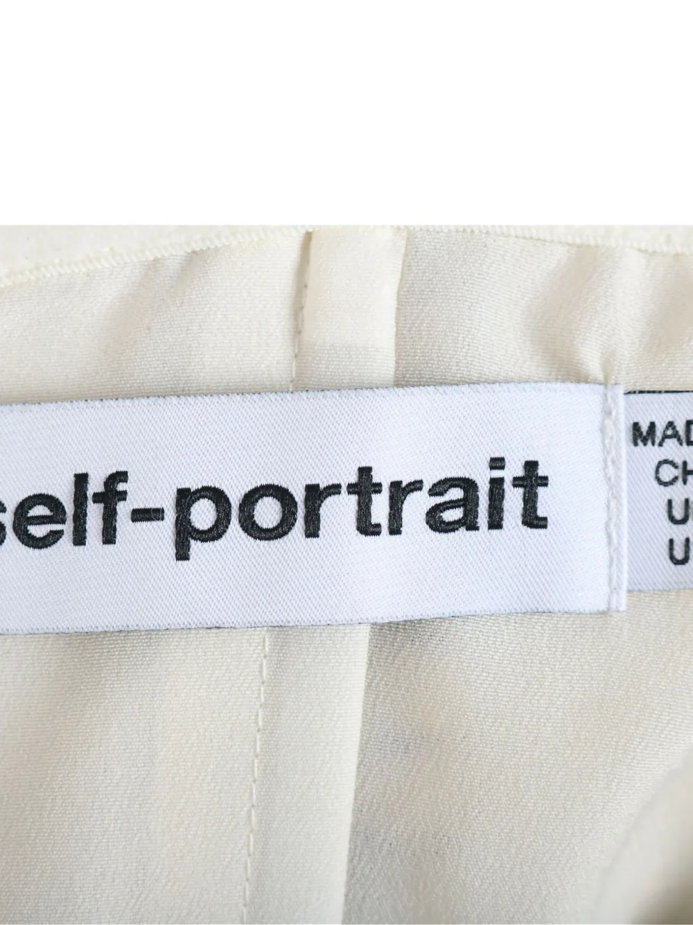 Pre-owned Self-portrait Puff-sleeve Checked Top In Neutral