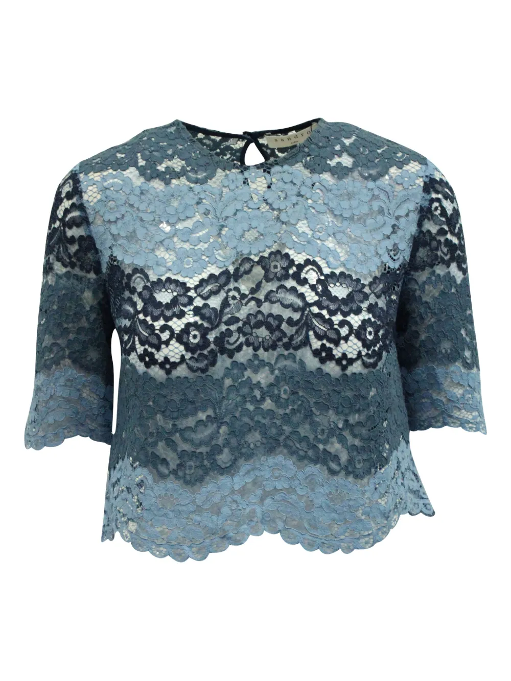 SANDRO lace scalloped-hem T-shirt | Blue | Image 1