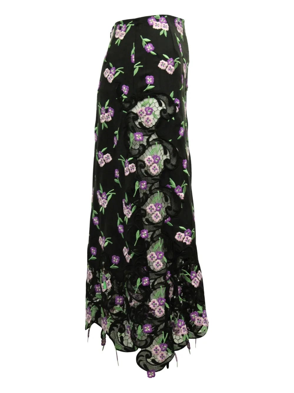 Paco Rabanne Pre-Owned floral-embroidered skirt - Zwart