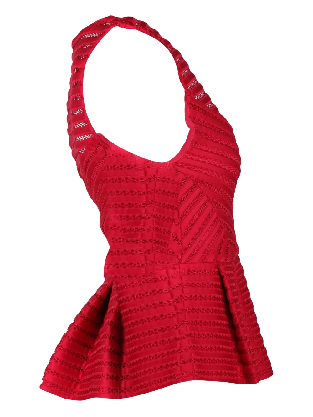 Pre-owned Maje Sleeveless Peplum Top In Red