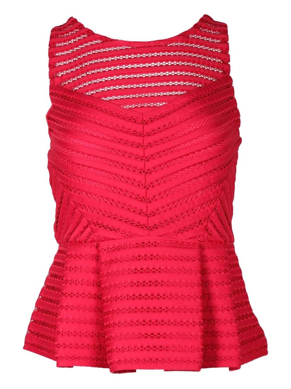 Pre-owned Maje Sleeveless Peplum Top In Red