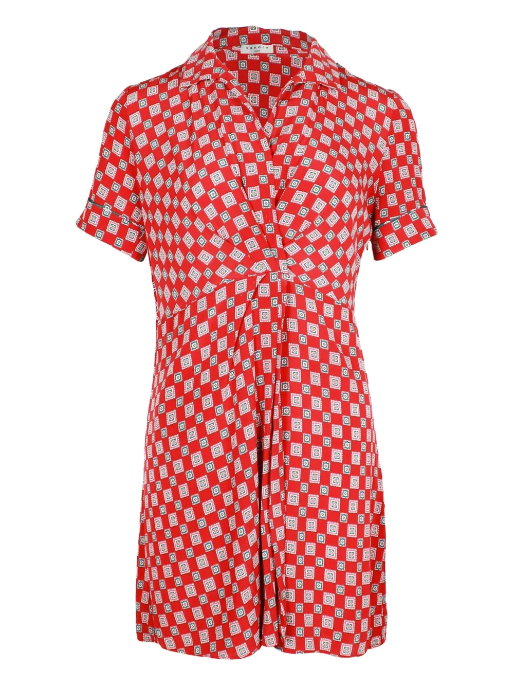 SANDRO square-print front-knot mini dress | Red | Image 1