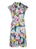 ERDEM floral-print buttoned mini dress - Blue
