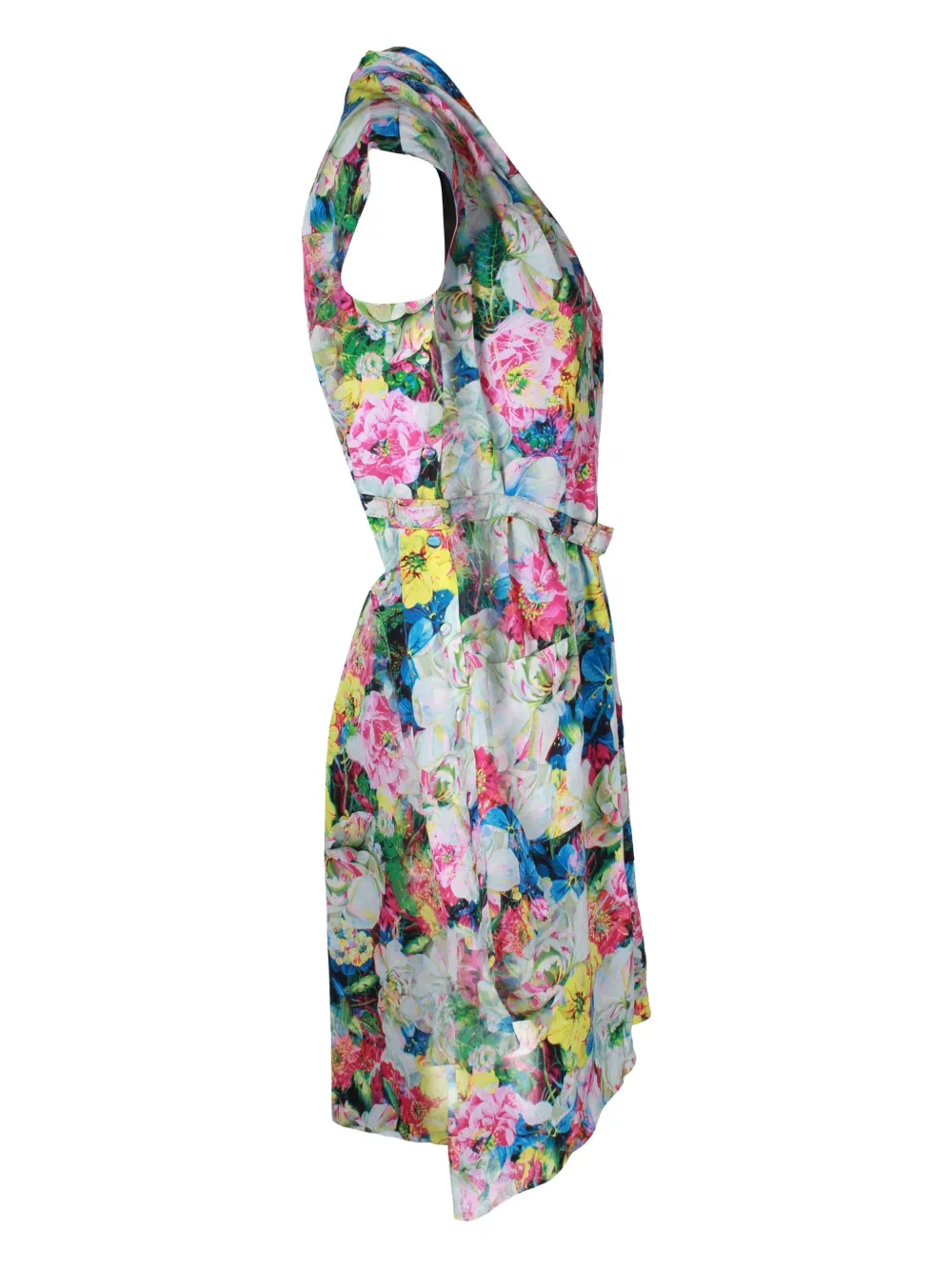 Floral-Print Buttoned Mini Dress