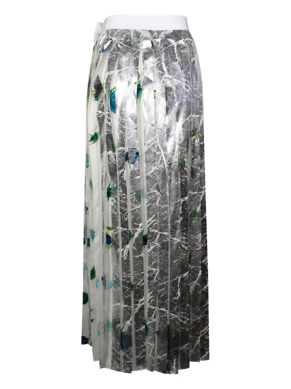 MSGM pleated floral maxi skirt - Grijs