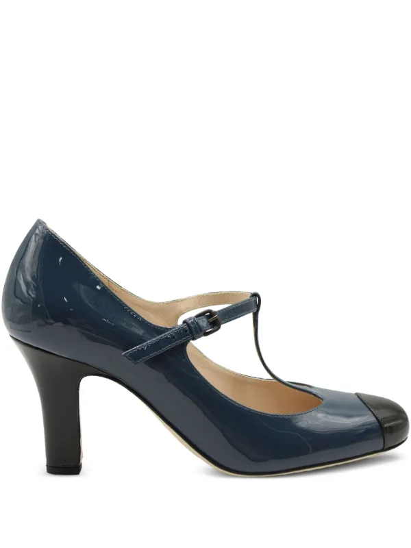 Bottega Veneta Pre-Owned 110mm T-strap Patent Leather Pumps | Blue |  FARFETCH HK