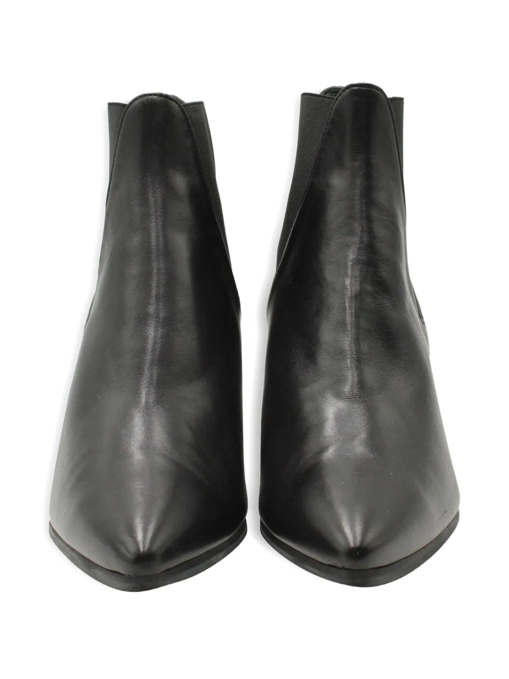 Pre-owned Stuart Weitzman Leather Pointed-toe Ankle Boots In Black