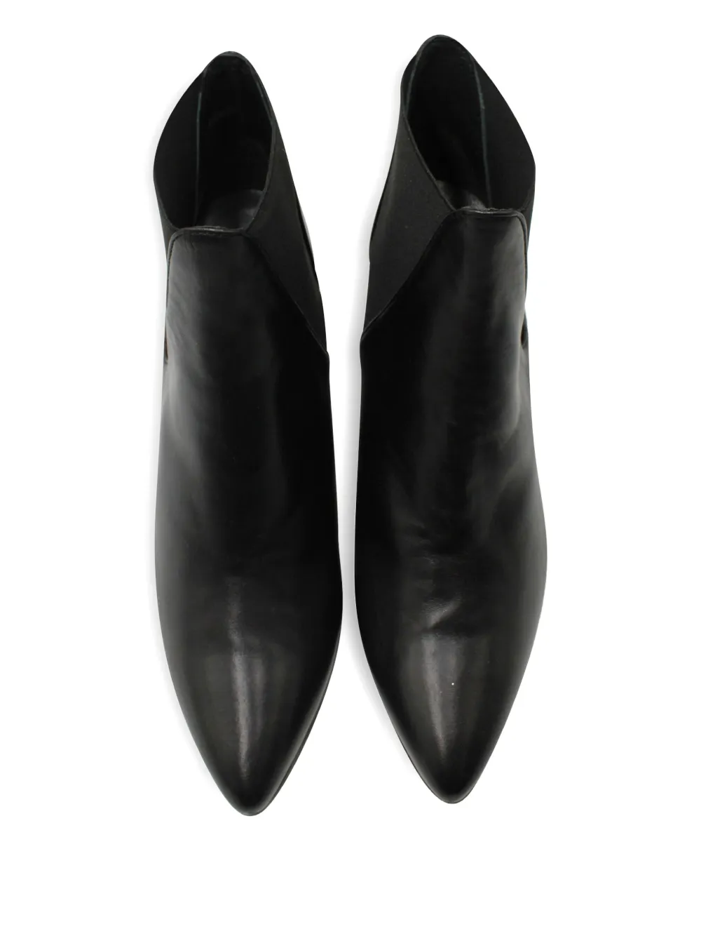Pre-owned Stuart Weitzman Leather Pointed-toe Ankle Boots In Black